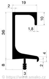 Úchytka délková UAL-2 nerez světlá