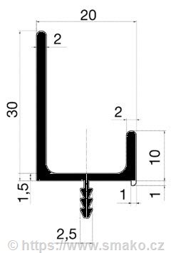 Úchytka délková UAL-5 lakovaná
