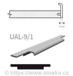Úchytka délková UAL-9/1  nerez světlá