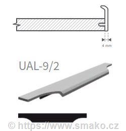 Úchytka délková UAL-9/2  nerez světlá