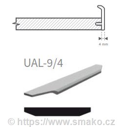 Úchytka délková UAL-9/4  nerez světlá
