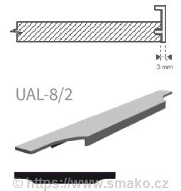 Úchytka délková UAL-8/2 nerez světlá