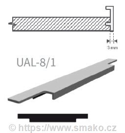 Úchytka délková UAL-8/1 nerez světlá 197 mm